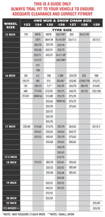 Snow & Mud Chains Diamond Pattern - Size 128 - Square Section - Pair Piranha Off Road