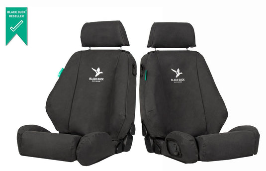 Black Duck Front Canvas Seat Covers Hilux - Black Black Duck