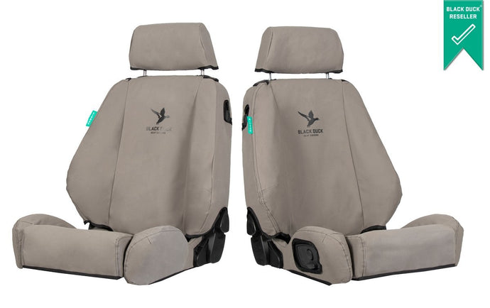 Black Duck Front Canvas Seat Covers Hilux - Grey Black Duck