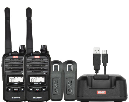 GME 2 Watt UHF CB Handheld Radio - Twin Pack GME