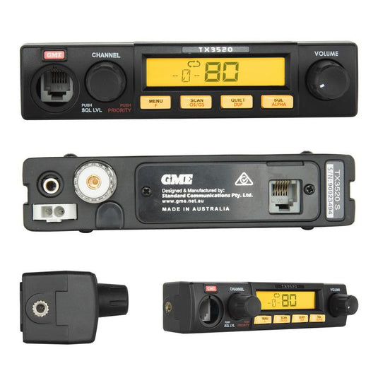GME 5 Watt Compact Remote Head UHF CB Radio with ScanSuiteP GME