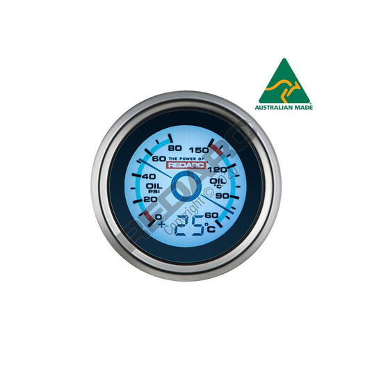 Redarc Oil Pressure & Oil Temperature 52mm Gauge With Optional Temperature Display Redarc