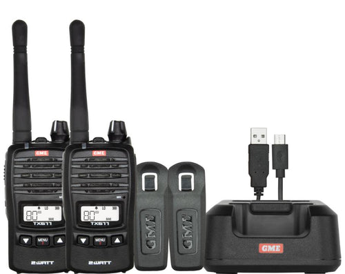 GME 2 Watt UHF CB Handheld Radio - Twin Pack