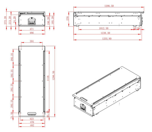 1300MM Drawer Fixed Top with LED light - Aluminium Piranha Off Road