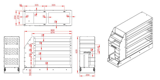 Ute Kitchen Pantry Slide Out - 826Lx254Wx620H