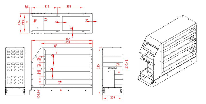 Ute Kitchen Pantry Slide Out - 826Lx254Wx620H