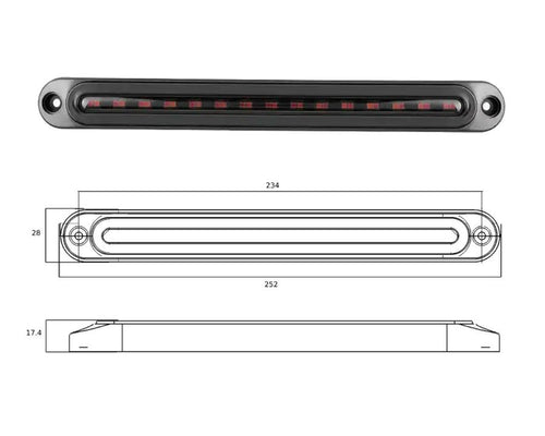 250 Slimline LED Stop/Tail/Indicotor 12/24V Truvision