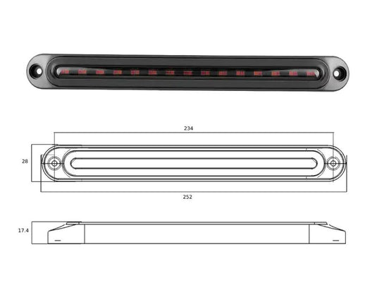 250 Slimline LED Stop/Tail/Indicotor 12/24V Truvision