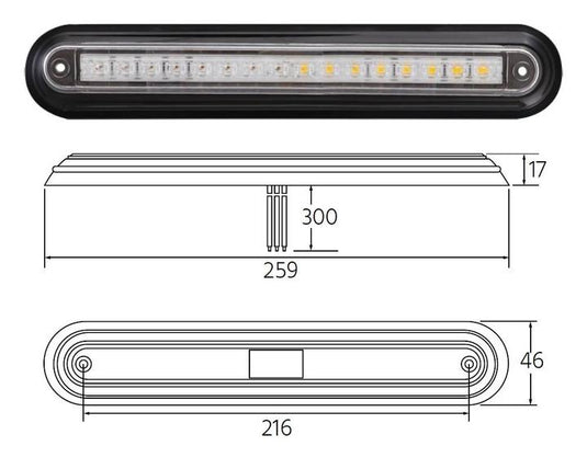 260 Slimline LED Stop/Tail/Indicotor 12/24V Truvision