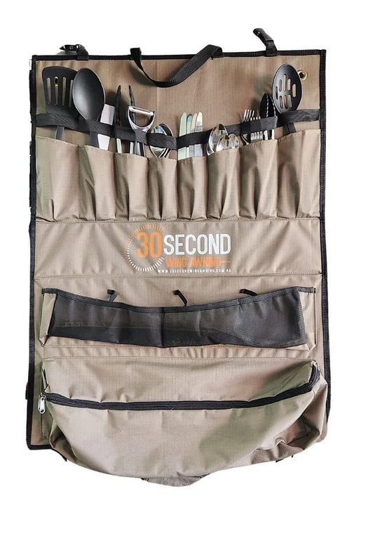 30 Second Wing Awning Organiser With Utensils – Camping Kitchen Storage 30 Second Wing Awning