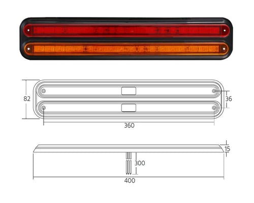 360 Slimline LED Twin Stop/Tail/Indicator 12/24 Truvision