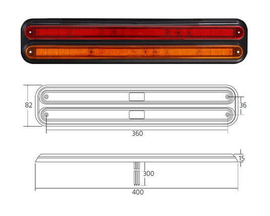 360 Slimline LED Twin Stop/Tail/Indicator 12/24 Truvision