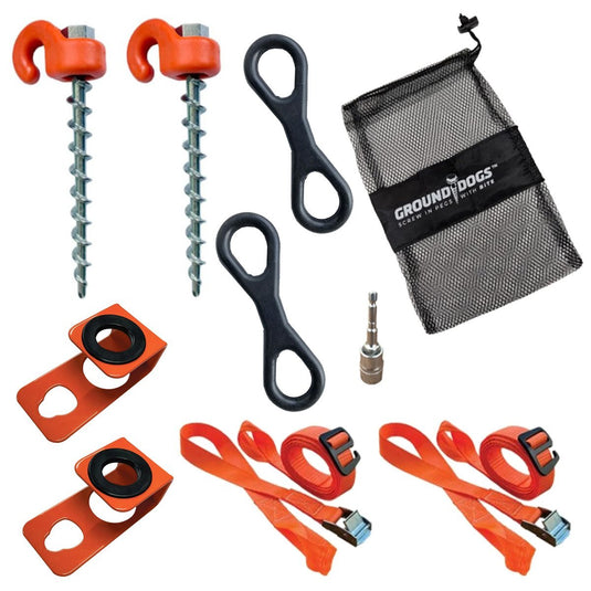 4x4 Side Awning Tie Down Kit with Straps | Ground Dogs (Free Canvas Bag & Socket) Ground Dogs