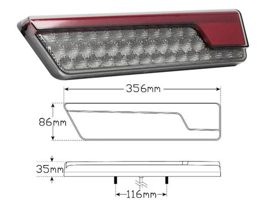 556 Series Lamp Stop/Tail/Indicator/Reverse 10 - 30V w/ Deutch Left Truvision