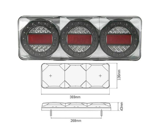 370 Series Stop/Tail/Indicator/Reverse/Reflector 10-30V Rear Bolt Mount w/ Deutch