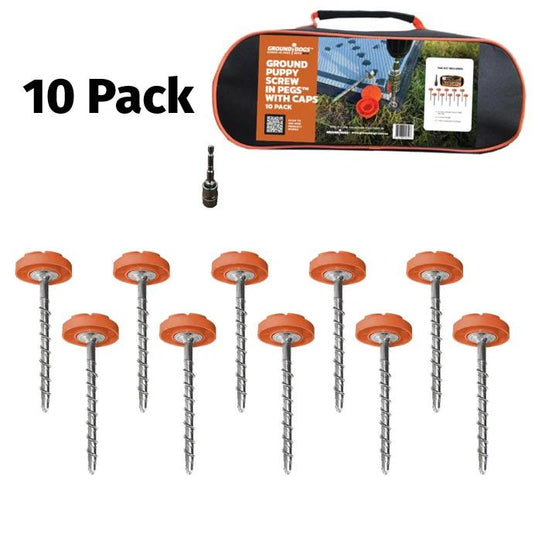 Ground Puppy® Screw-In Mat Pegs with Safety Cap 120mm | Caravan Mat & Groundsheet Pegs  - 10 Pack