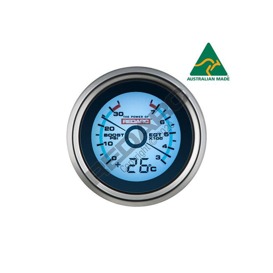 Redarc EGT & Boost Pressure 52mm Gauge With Optional Temperature Display