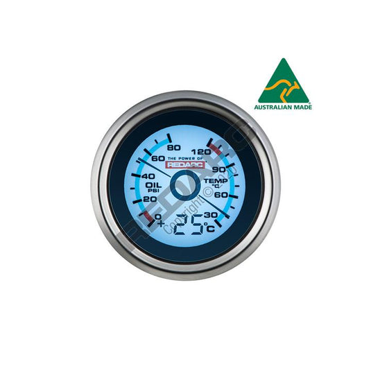 Redarc Oil Pressure & Water Temperature 52mm Gauge With Optional Temperature Display