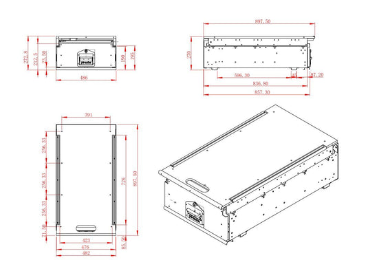 900MM Drawer Fixed Top with LED light - Aluminium Piranha Off Road