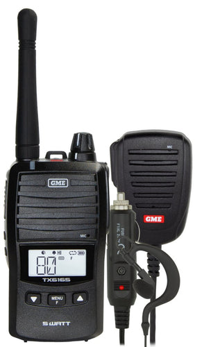 GME 5/1 Watt Switchable UHF CB Handheld Radio including Accessories