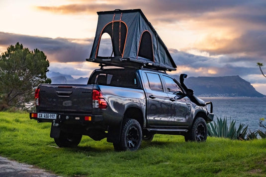 roof top tent on hilux Alu-Cab LT-50 Weekender Lightweight Rooftop Tent