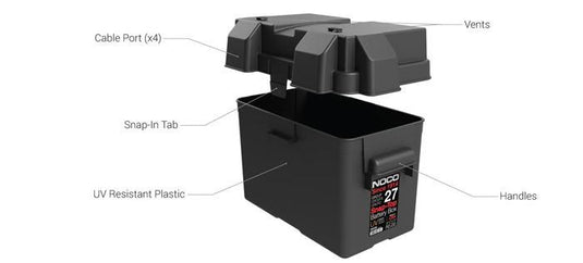 Noco Battery Box Snap Top Heavy Duty Plastic Suits 12" (N70ZZ) Batteries