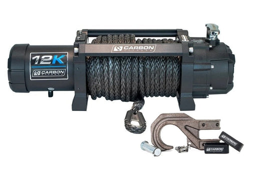Carbon 12K - 12000lb Winch V3X with MegaPro Hook Carbon Offroad