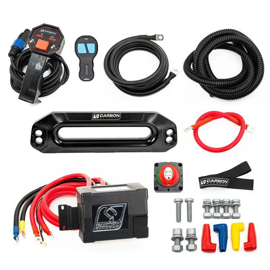 Carbon 12K - 12000lb Winch V3X with MegaPro Hook Carbon Offroad