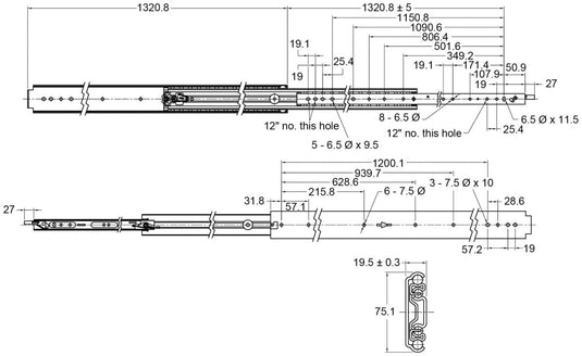 Drawer Slide Heavy Duty 227Kg Locking - Pair McNaughtans Australia