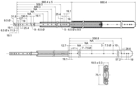 Drawer Slide Heavy Duty 227Kg - Pair McNaughtans Australia