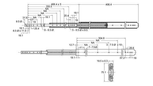 Drawer Slide Heavy Duty 227Kg - Pair McNaughtans Australia