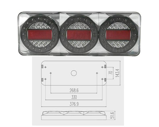 370 Series Stop/Tail/Indicator/Reflector 10-30V w/ Black Bracket