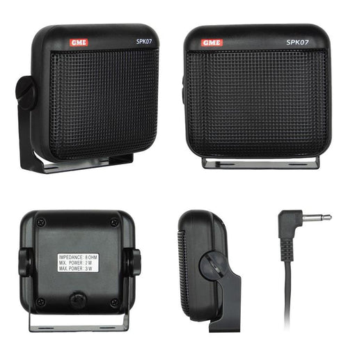 GME 8 Ohm Dust/Water Resistant Extension Speaker with Lead & Plug - Black