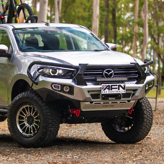 Full Bull Bar Mazda BT 50 2021-2024complete with Fog Light inserts and winch mount. AFN