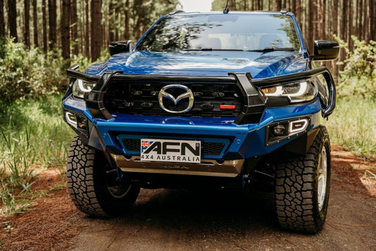 Full Bull Bar Mazda BT50 2025+ complete with Fog Light inserts and winch mount. AFN