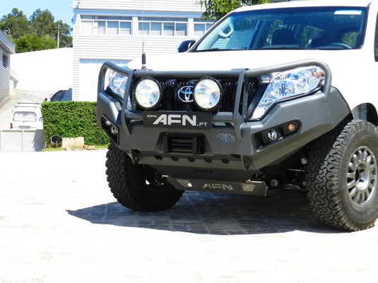 Full Bull Bar Toyota Prado LJ 150 2014 - 2016 series 5 door complete with Fog Light inserts and winch mount.This bar is intended for the Face Lift model AFN