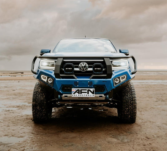 Full Bull Bar VW Amarok 2023 onwards complete with winch mount and Fog Light Inserts AFN