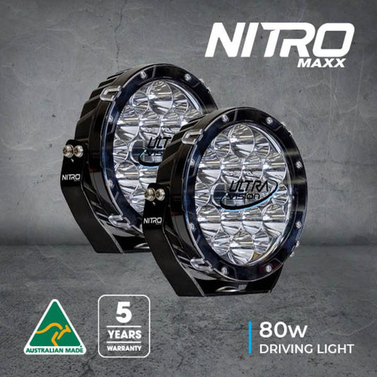 NITRO 80 MAXX LED DRIVING LIGHT - PAIR Piranha Off Road Products