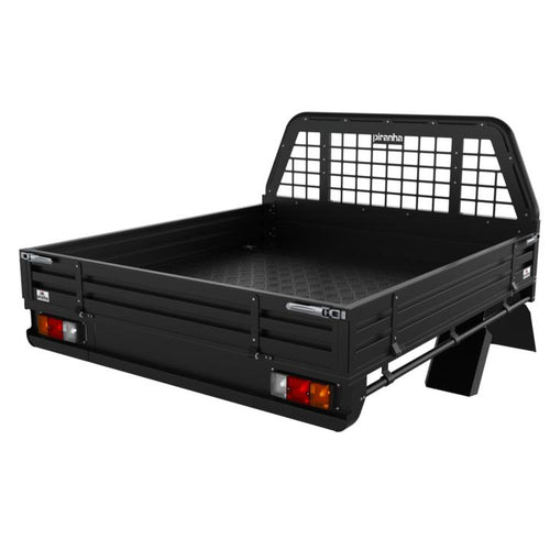 Premium Aluminium Tray 2100Lx1825Wx260H Matt Black Piranha Off Road