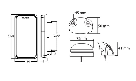 Rect Trailer Lamp Complete Kit 10-30V Blister Piranha Off Road Products
