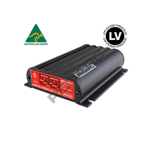 REDARC Battery Charger 3 Stage 20A 9V - 32V In, 24V Out (Nom.) + MPPT Regulator, Low Voltage Redarc