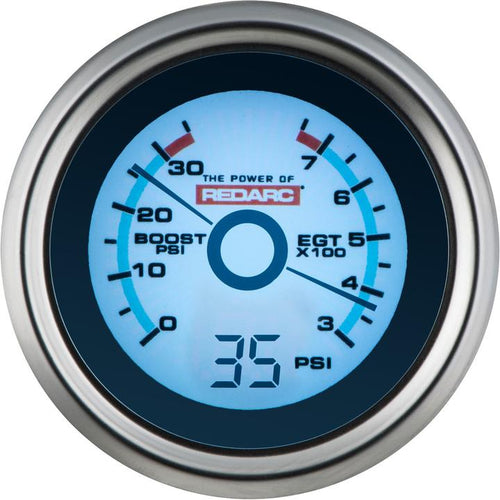 REDARC EGT & Boost Pressure 52mm Gauge W/Optional Oil Pressure Display Redarc