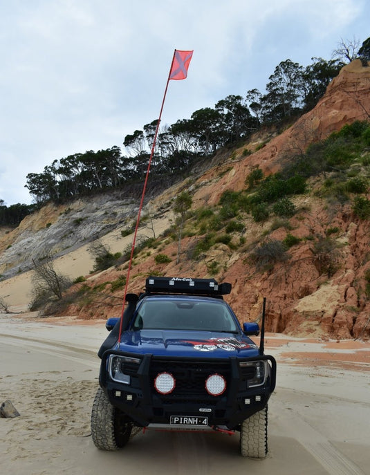 Sand Safety Flag – Adjustable 2–3m with quick release base Piranha Off Road