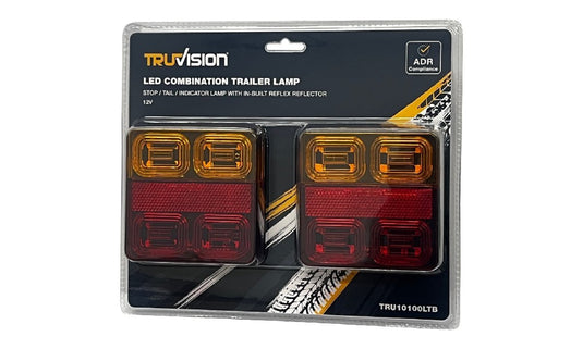 Square Trailer Lamp 12V LH TWIN Blister Piranha Off Road Products
