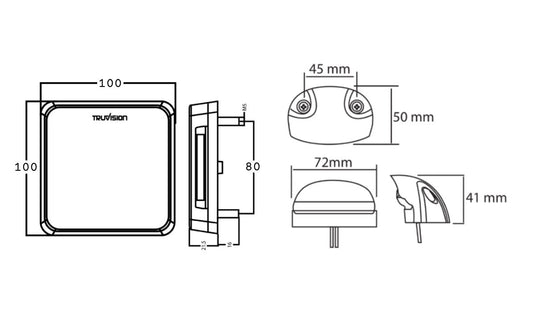 Square Trailer Lamp Complete Kit 10-30V Blister Piranha Off Road Products