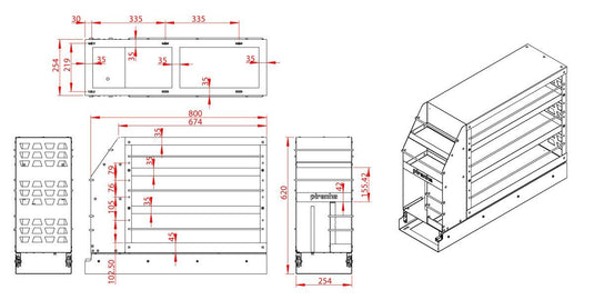 Ute Kitchen Pantry Slide Out - 826Lx254Wx620H Piranha Off Road