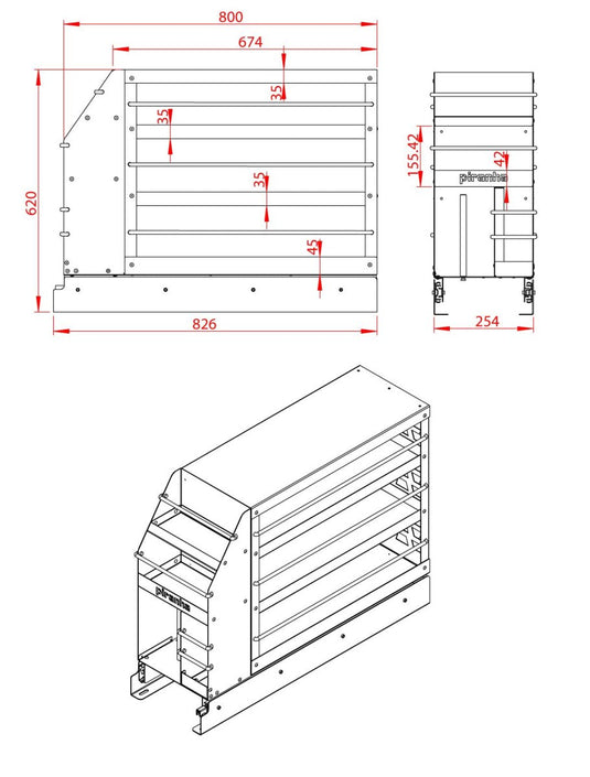 Ute Kitchen Pantry Slide Out - 826Lx254Wx620H Piranha Off Road